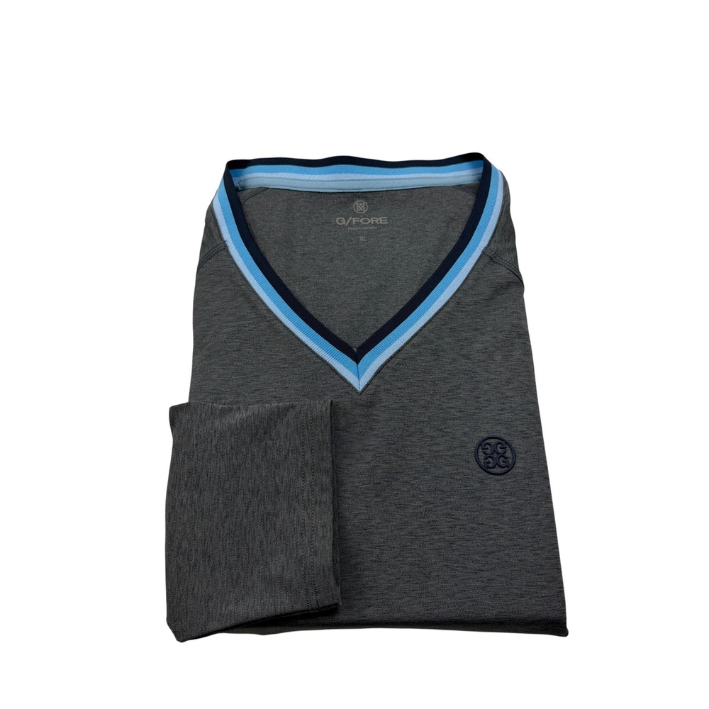 G/FORE Mens XL Gray V-Neck Long Sleeve Golf Pullover Barton Hills CC‎ Heathered